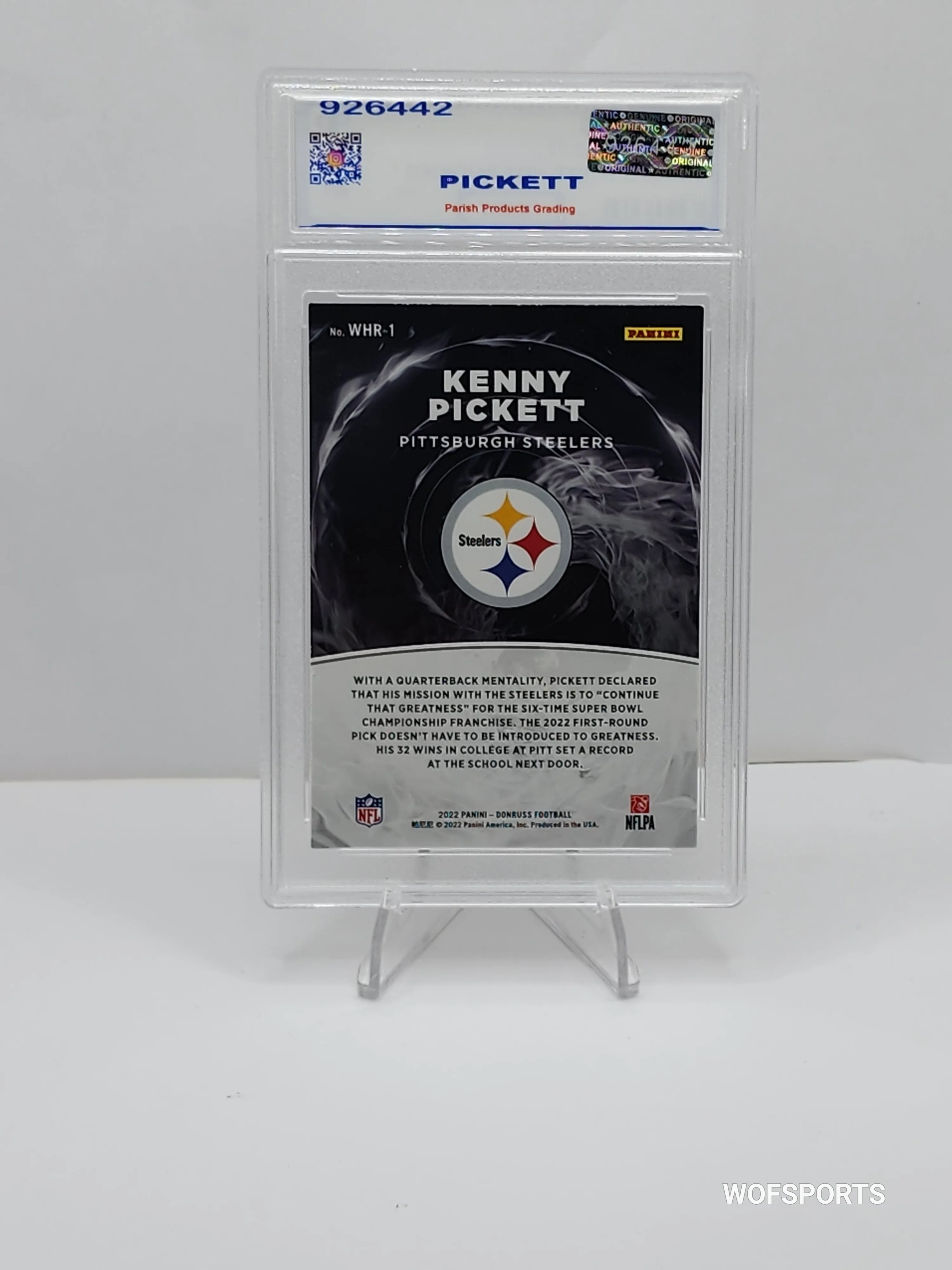 2022 Panini Donruss White Hot Rookies Kenny Pickett #WHR-1 RC Pittsburgh Steelers Parish 9 Mint