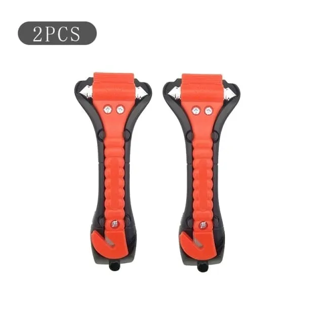 2PCS Car emergency Safety Hammer Life Saving Escape Emergency Hammer Seat Belt Cutter Window Glass Breaker Car Rescue Red Hammer