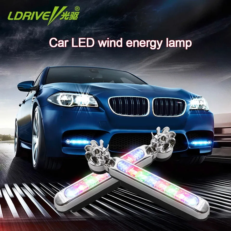 2Pcs Wind Energy 8 LED Running Lights for Cars Bikes