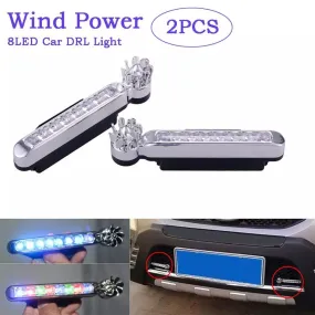 2Pcs Wind Energy 8 LED Running Lights for Cars Bikes