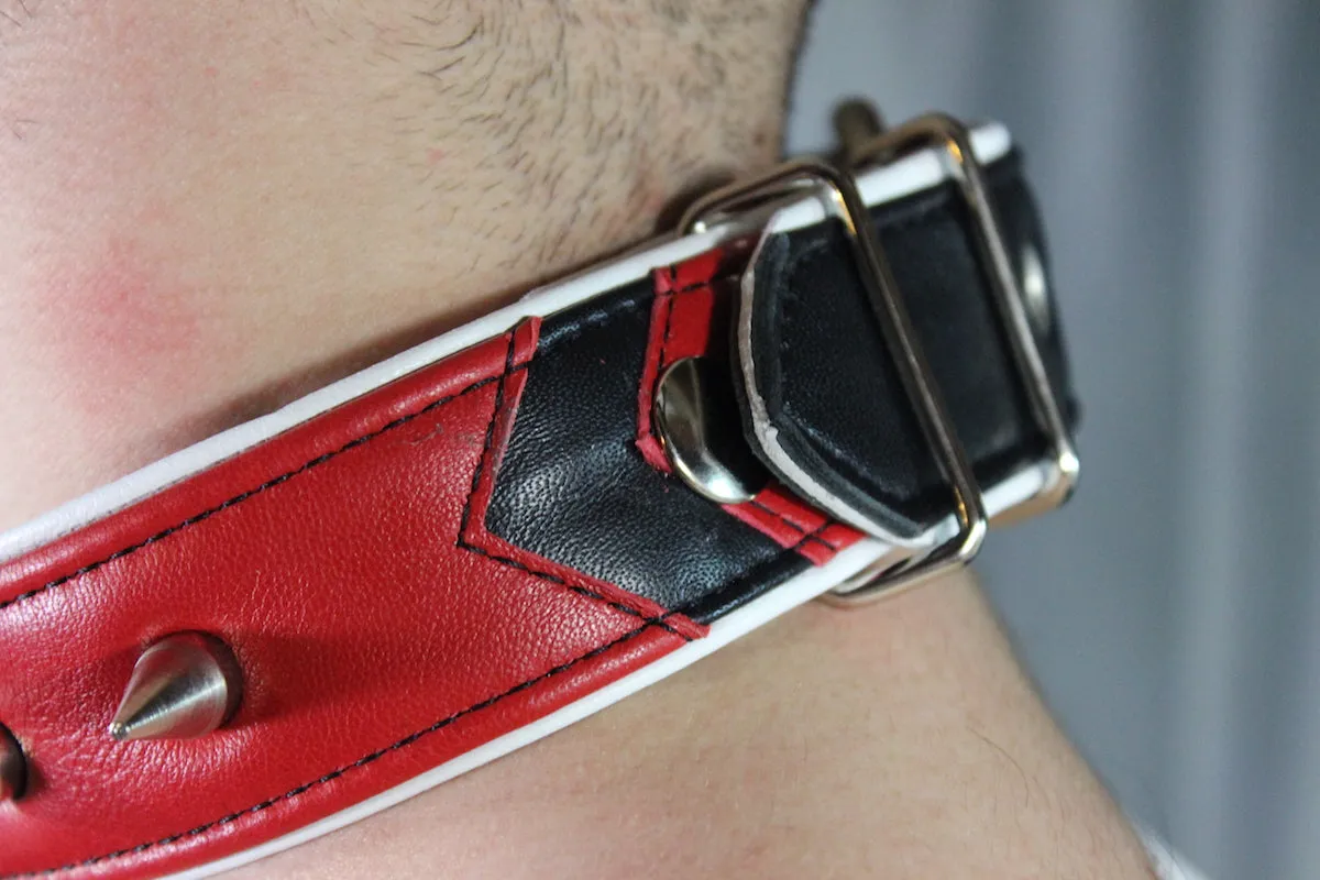 Alpha Pup Gunner's Red Spiked Collar