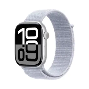 Apple Watch Series 10 GPS   Cellular Silver Aluminum Case with Blue Cloud Sport Loop