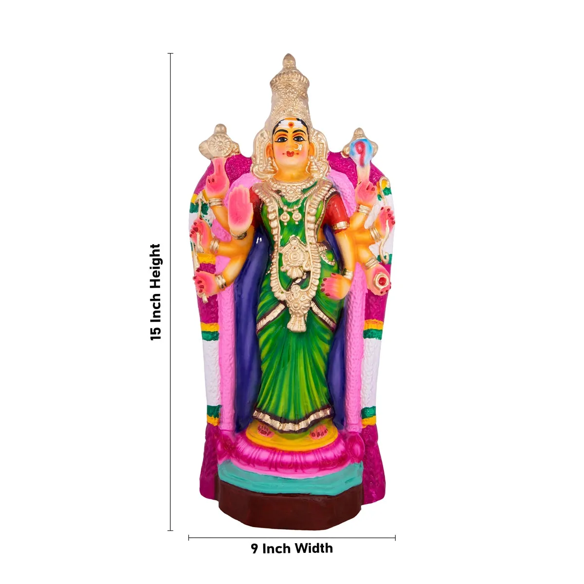 Ashtabhuja Durgai Paper Mache Golu Bommai - 15 x 9 Inches | Giri Golu Doll/ Navaratri Golu Bomma/Gombe/Bommai