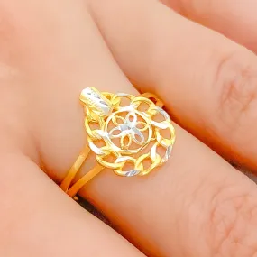 Attractive Dual Tone Flower Ring