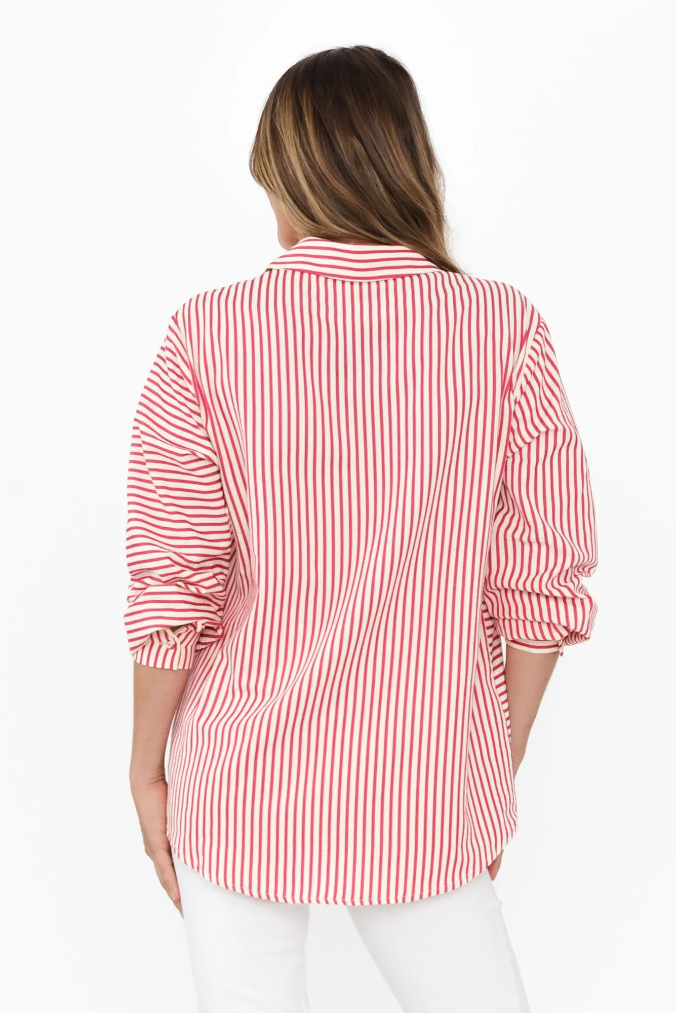 Audrey Red Stripe Collared Shirt