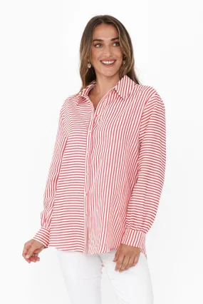 Audrey Red Stripe Collared Shirt