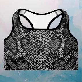 Black Snake Skin Womens Padded Sports Bra