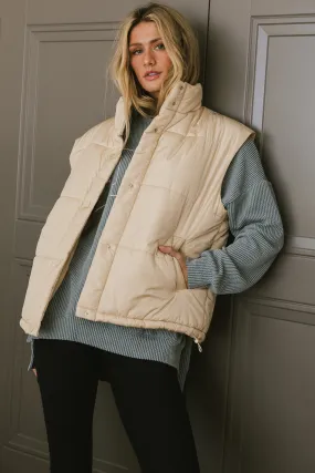 Caelan Puffer Vest in Cream