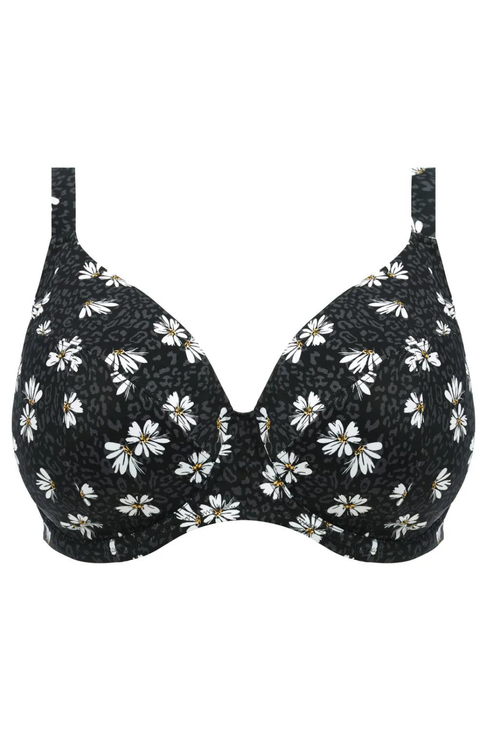 Elomi Plain Sailing Underwired Plunge Bikini, Black Daisy (ES7274)