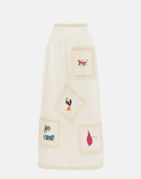 Embroidered Linen Teddy Skirt