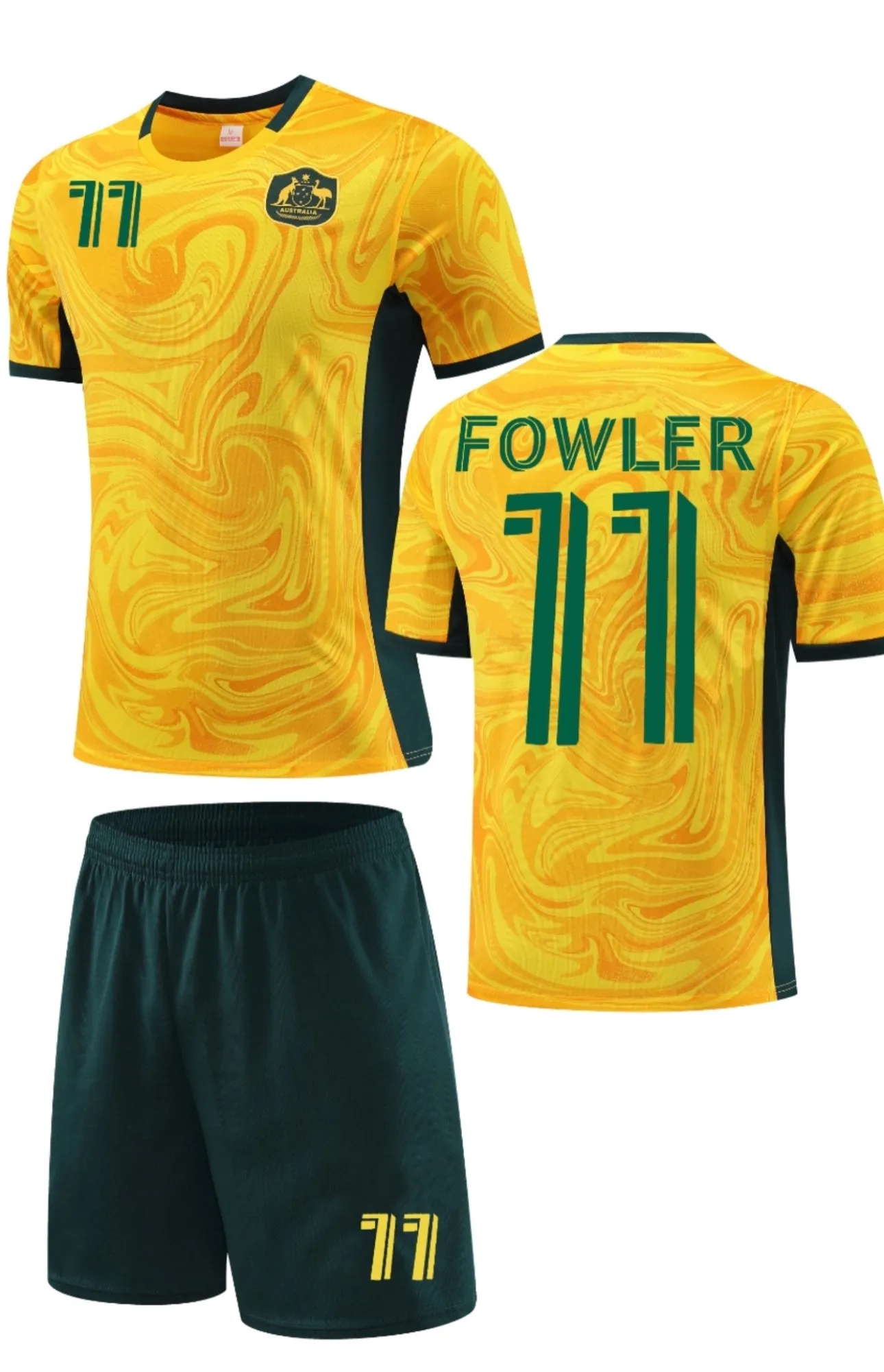 Football Jersey set Australia home 23-24 FOWLER number #11 ( Australia shirt / soccer shirt / country shirt / football shirt )