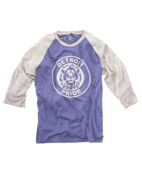 Ink Detroit Pride Tri Blend 3/4 Sleeve Raglan T-Shirt- Royal Blue