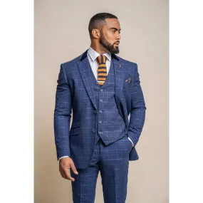 Kaiser - Men's Tweed Check Blue Blazer