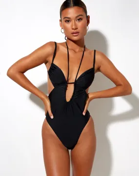 Kenzo Strappy Swimsuit in Black