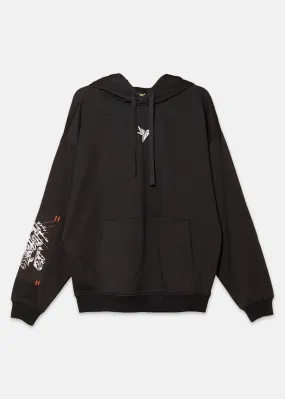 Konus Men's Logo Print Patch Hoodie in Black