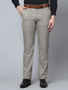 Men's Formal Flat front Beige  Trousers