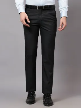 Men's Formal Flat front Black Checks Trousers