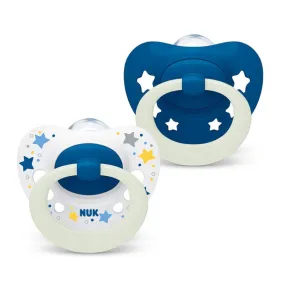 NUK Signature Night Silicone Soother Pacifier 2pcs - 0-18 months - Night Stars