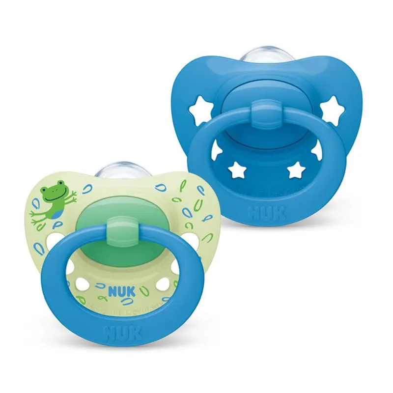 NUK Signature Silicone Soother Pacifier 2pcs/box - 18-36 months - Frog Stars