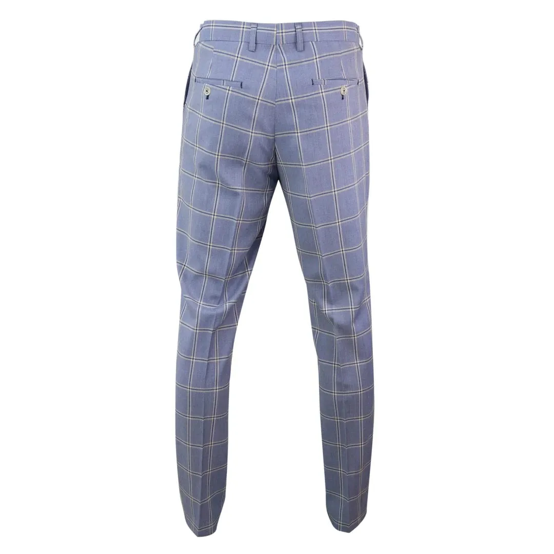 Paradise - Men's Light Blue Check Trousers