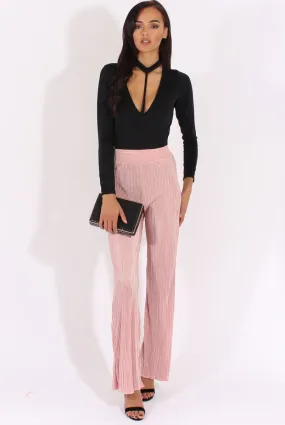 Pink Pleated Long High Waisted Trousers - Jojo