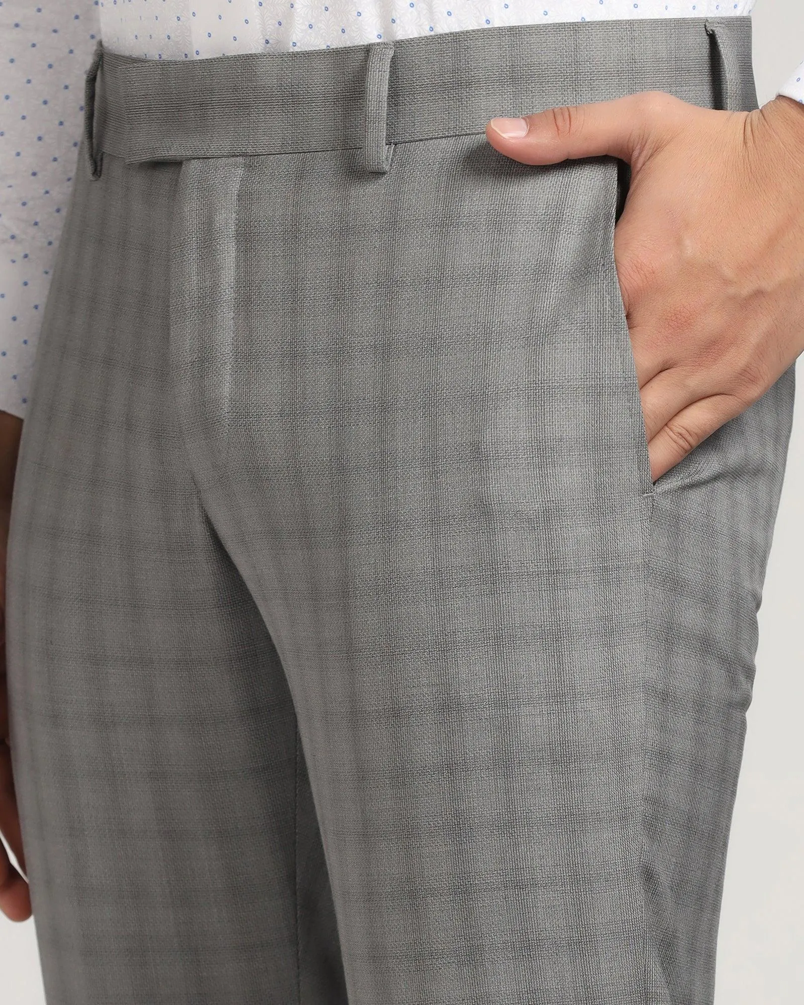 Slim Comfort B-95 Formal Grey Check Trouser - Yin