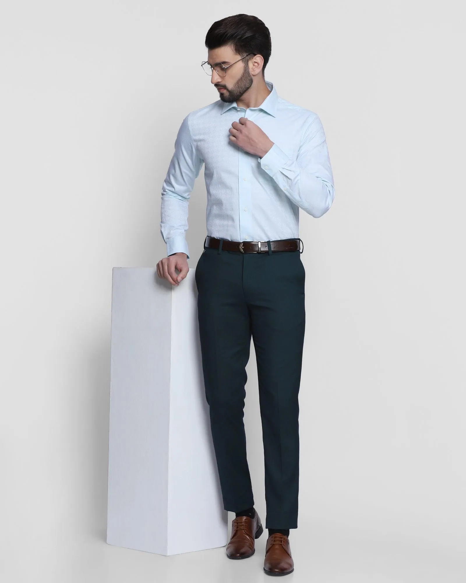 Slim Fit B-91 Formal Olive Textured Trouser - Biron