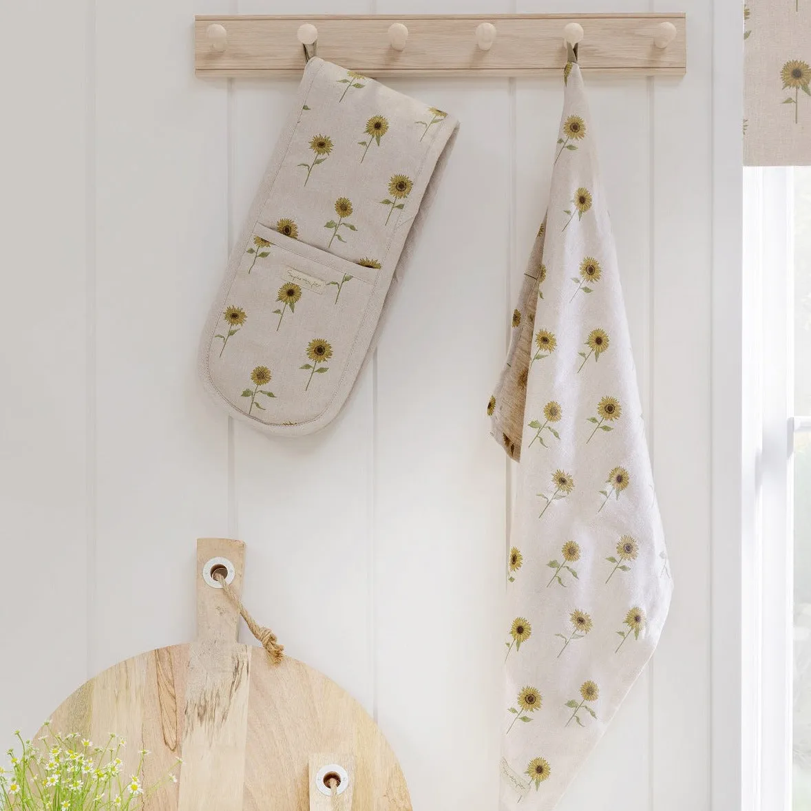 Sophie Allport 'Sunflower' Linen Double Oven Gloves