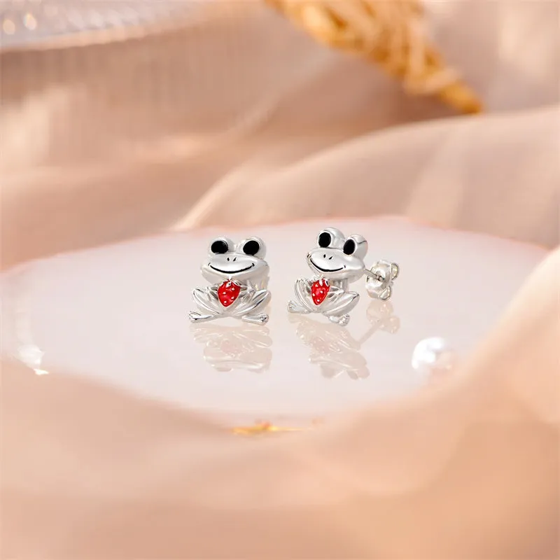 Sterling Silver Frog Stud Earrings