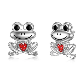 Sterling Silver Frog Stud Earrings