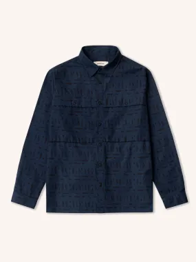 Taymount Overshirt In Navy Printed Cotton Ripstop