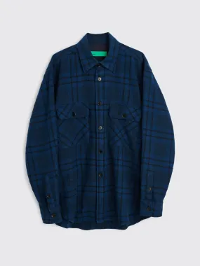 TRS BIEN everywear Oversized Classic Shirt Wool Blue Flannel