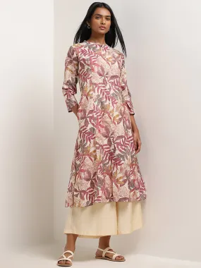 Utsa Pink Foliage Design A-Line Kurta