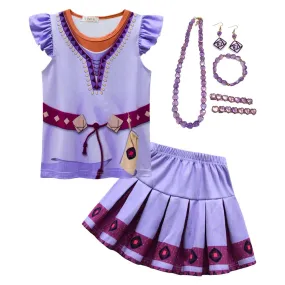 VeeGet Asha Kids Girls Cosplay Dress Outfits Halloween Carnival Costume GirlKidsCostume