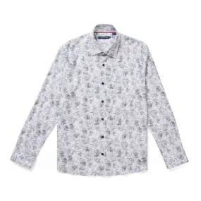 White Outline Flower Print Shirt