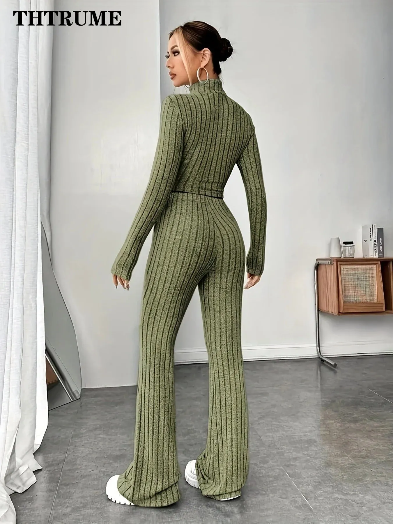 Women's Fashion Solid Color Streetwear – Autumn/Winter Elegant Round Neck Top and Loose Pants Suit, Casual Holiday Sport Two-Piece Set